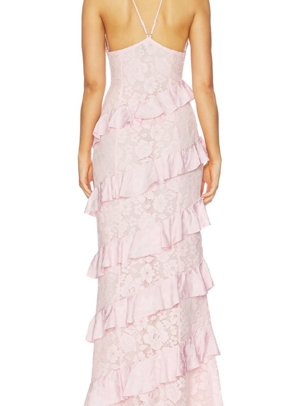 Light Pink Lace Ruffle Maxi Dress - Picture 2 of 2